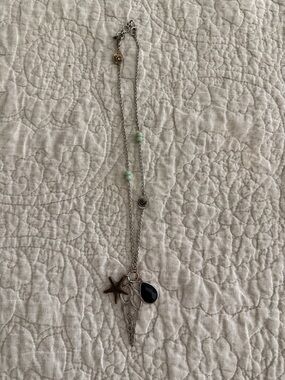 Lucky Brand Silver-tone Necklace with Blue Teardrop and Sea Charms